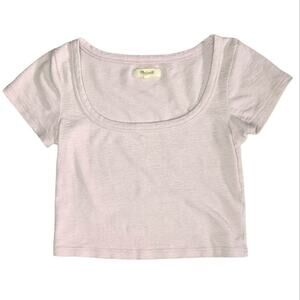 Madewell Westville UNeck Scoop Crop Tee Top Light Pink Blush XS Y2K Barbie Fits